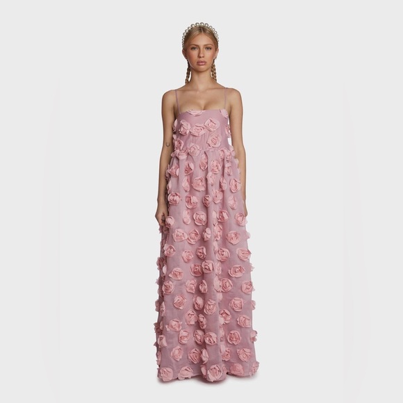 ASOS Dresses & Skirts - ASOS sister Jane Pink organza rose Maxi Dress with 3D Floral Appliqué